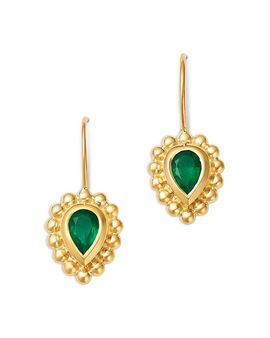 Zoe Chicco Zoe Chicco 14K Yellow Gold Emerald Bezel Beaded Drop Earrings