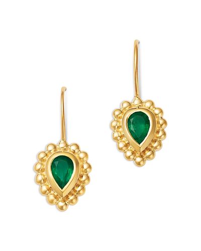 Zoe Chicco Zoe Chicco 14K Yellow Gold Emerald Bezel Beaded Drop Earrings