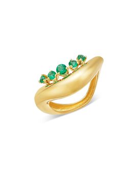 Zoe Chicco Zoe Chicco 14K Yellow Gold Emerald Graduated Wave Ring