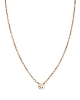 Zoe Chicco Zoe Chicco 14K Yellow Gold Itty Bitty Smiley Face Diamond Eyes Pendant Necklace, 16