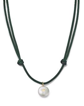 Zoe Chicco Zoe Chicco 14K Yellow Gold Natural Pearl & Black & White Diamond Reversible Adjustable Pendant Necklace, 12-26