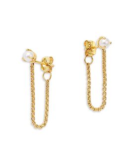 Zoe Chicco Zoe Chicco 14K Yellow Gold Natural Pearl Chain Stud Earrings