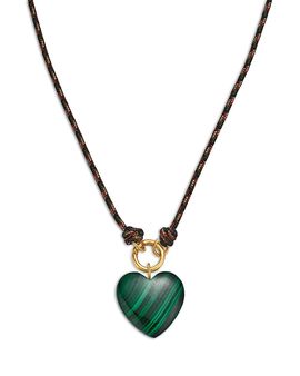 Zoe Chicco Zoe Chicco 14K Yellow Gold The New Stone Age Malachite Heart Paracord Enhancer Necklace, 18