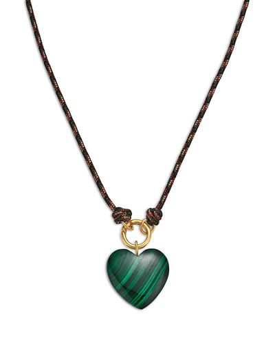 Zoe Chicco Zoe Chicco 14K Yellow Gold The New Stone Age Malachite Heart Paracord Enhancer Necklace, 18