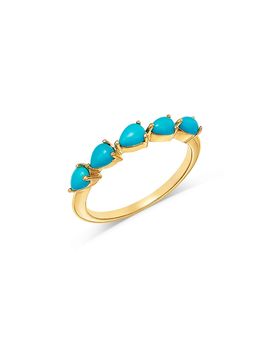 Zoe Chicco Zoe Chicco 14K Yellow Gold Turquoise Gemstones Five Stone Band