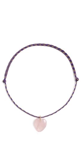 Zoe Chicco Zoe Chicco Rose Quartz Heart Paracord Necklace 14k Yellow Gold One
