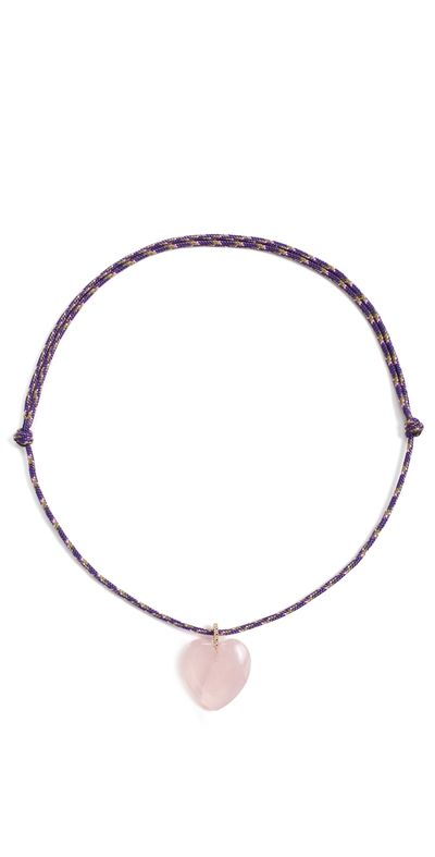 Zoe Chicco Zoe Chicco Rose Quartz Heart Paracord Necklace 14k Yellow Gold One