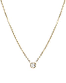 Zoe Lev Zoe Lev 14K Yellow Gold Diamond Bezel Fine Link Pendant Necklace, 16-18