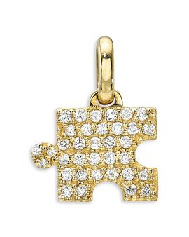 Zoe Lev Zoe Lev 14K Yellow Gold Diamond Pave Puzzle Piece Charm Pendant