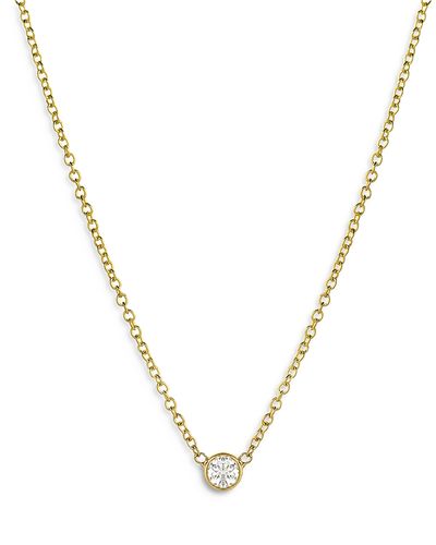 Zoe Lev Zoe Lev 14K Yellow Small Bezel Diamond Necklace, 16-18
