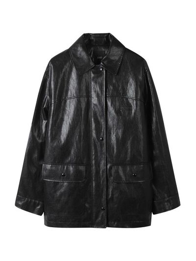 ZOOC Back Buckle Faux Leather Midi Jacket [BK] (Z251PSF552)