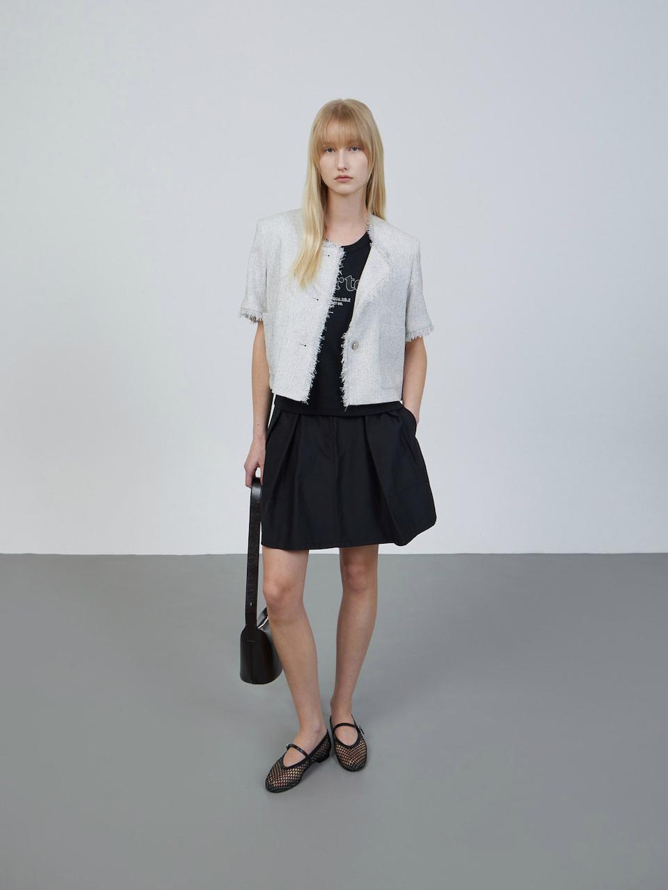 ZOOC Collarless Summer Tweed Half Sleeve Jacket [IV] (Z252MSF020)
