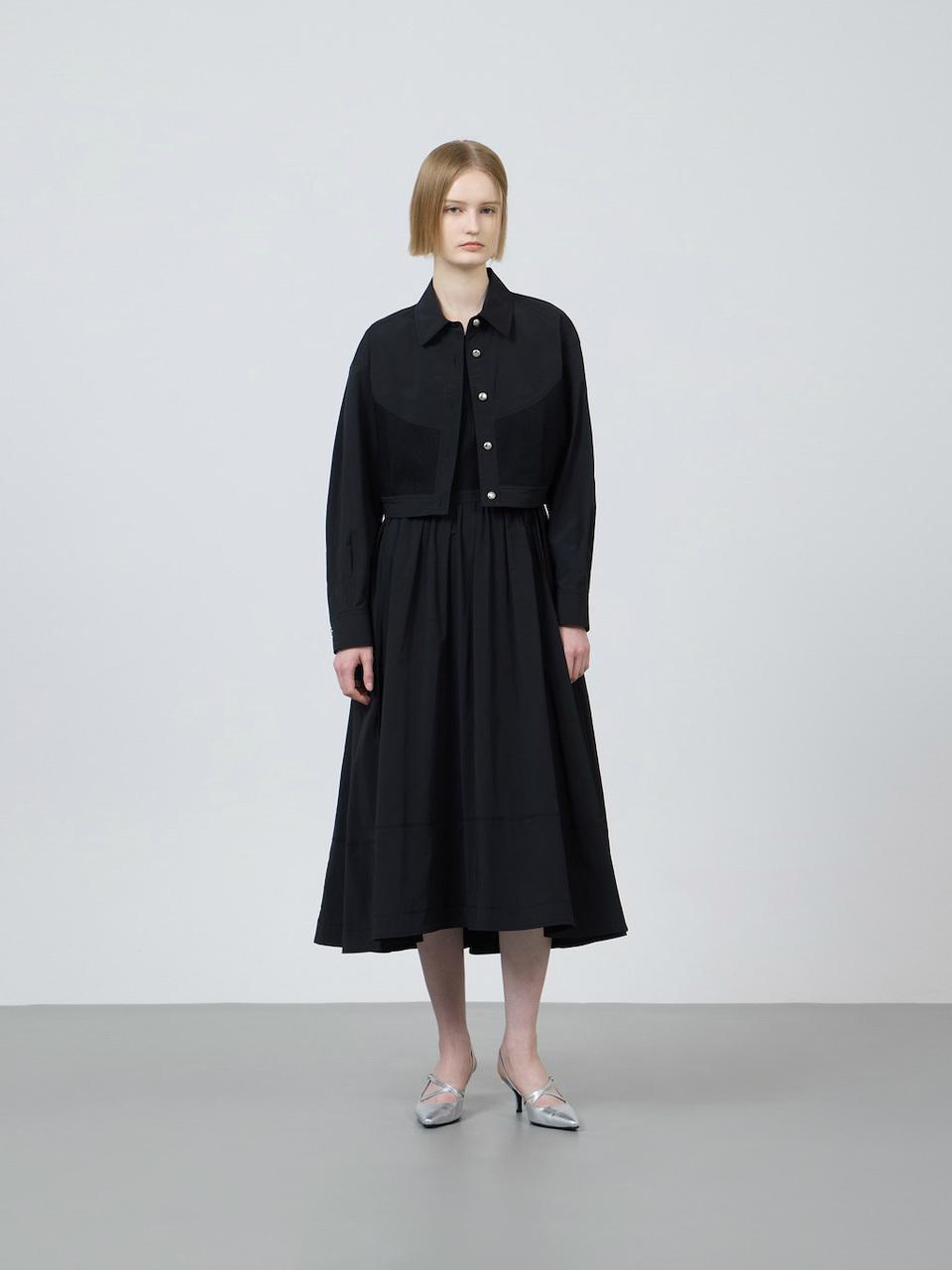 ZOOC Knit Block Jacket Sleeveless Dress [BK] (Z251MSE001)