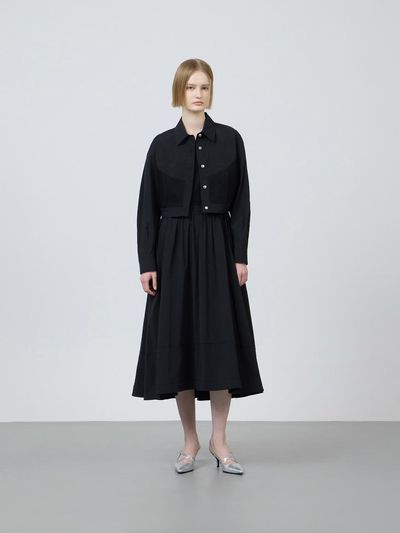 ZOOC Knit Block Jacket Sleeveless Dress [BK] (Z251MSE001)