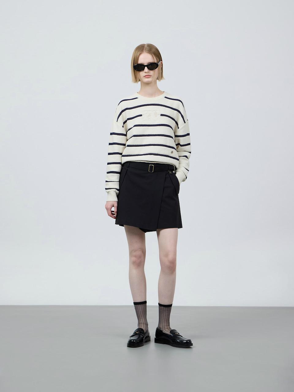 ZOOC Logo Intarsia Stripe Pullover IV Sweater (Z251KSK003)