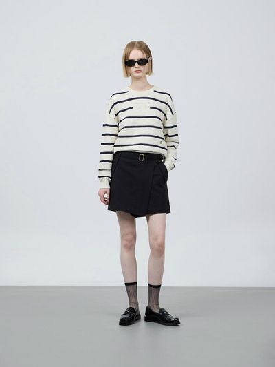 ZOOC Logo Intarsia Stripe Pullover IV Sweater (Z251KSK003)