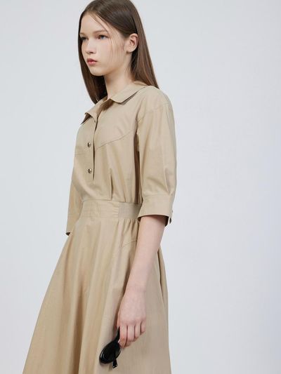 ZOOC Shirt-style Half Sleeve Dress [BE] (Z252PSE101)