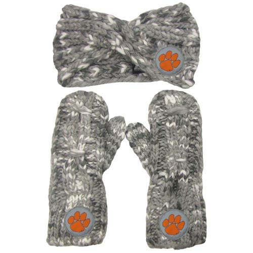 ZOOZATZ Women's ZooZatz Clemson Tigers Logo Marled Headband and Mitten Set