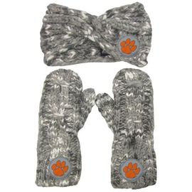 ZOOZATZ Women's ZooZatz Clemson Tigers Logo Marled Headband and Mitten Set