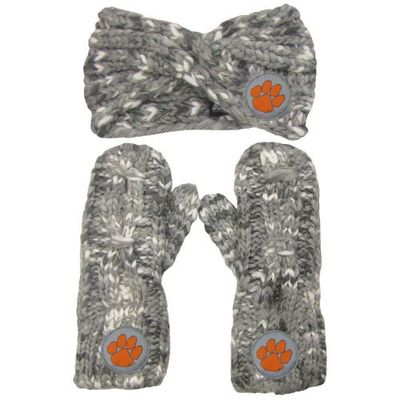 ZOOZATZ Women's ZooZatz Clemson Tigers Logo Marled Headband and Mitten Set