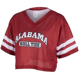 ZOOZATZ Women's ZooZatz Crimson Alabama Crimson Tide Mesh Cropped V-Neck T-Shirt 