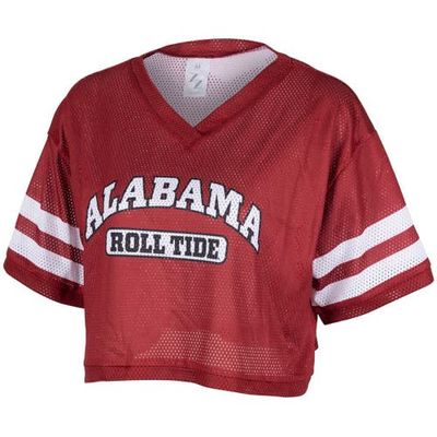 ZOOZATZ Women's ZooZatz Crimson Alabama Crimson Tide Mesh Cropped V-Neck T-Shirt 