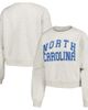 ZOOZATZ Women's ZooZatz Oatmeal North Carolina Tar Heels Core Chenille Cropped Pullover Sweatshirt - 1
