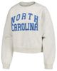 ZOOZATZ Women's ZooZatz Oatmeal North Carolina Tar Heels Core Chenille Cropped Pullover Sweatshirt - 2
