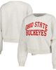 ZOOZATZ Women's ZooZatz Oatmeal Ohio State Buckeyes Core Chenille Cropped Pullover Sweatshirt  - 1