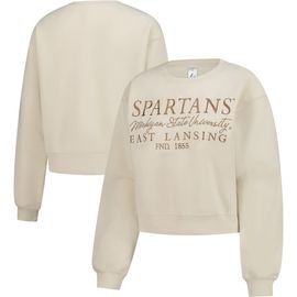 ZOOZATZ Women's ZooZatz Sand Michigan State Spartans Cropped Crewneck Sweatshirt 