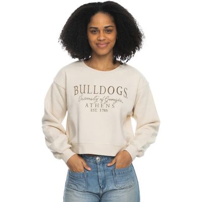 ZOOZATZ Women's ZooZatz Tan Georgia Bulldogs Cropped Crewneck Sweatshirt 