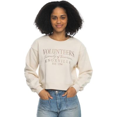 ZOOZATZ Women's ZooZatz Tan Tennessee Volunteers Cropped Crewneck Sweatshirt 