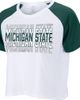 ZOOZATZ Women's ZooZatz White Michigan State Spartans Colorblock Repeat Raglan Cropped T-Shirt  - 1