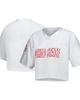 ZOOZATZ Women's ZooZatz White Ohio State Buckeyes Mesh Cropped V-Neck T-Shirt  - 1