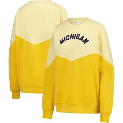 ZOOZATZ Women's ZooZatz Yellow Michigan Wolverines Bestie Oversized Pullover Sweatshirt 