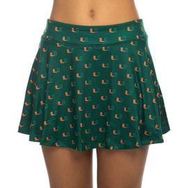 ZOOZATZ Women's ZooZatz Green Miami Hurricanes All-Over Print Flowy Skort 