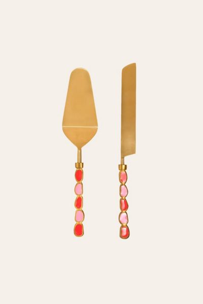 Zsa Zsa Zsu Zsa Zsa Zsu Rampur Steel Cake Serving Set in Pink at Urban Outfitters