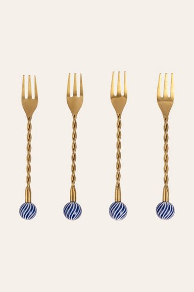 Zsa Zsa Zsu Zsa Zsa Zsu Rampur Steel Dessert Fork Set in Blue at Urban Outfitters