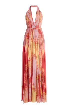 Zuhair Murad Zuhair Murad Belted Floral Plisse Maxi Dress