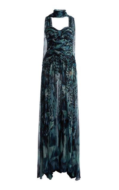 Zuhair Murad Zuhair Murad Chiffon Guppy Print OffShoulder Long Dress