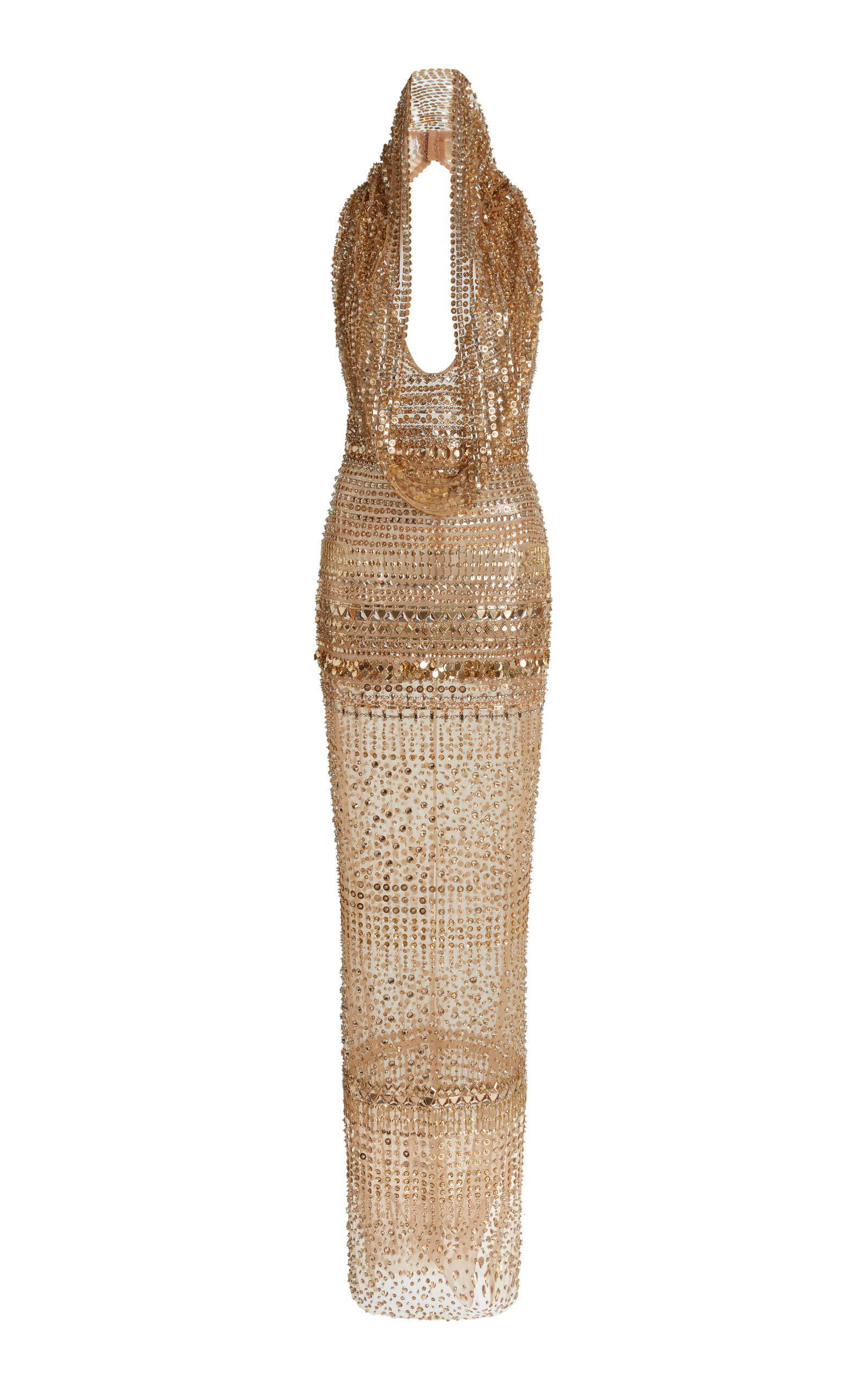 Zuhair Murad - Embellished Tulle Hood Gold OS