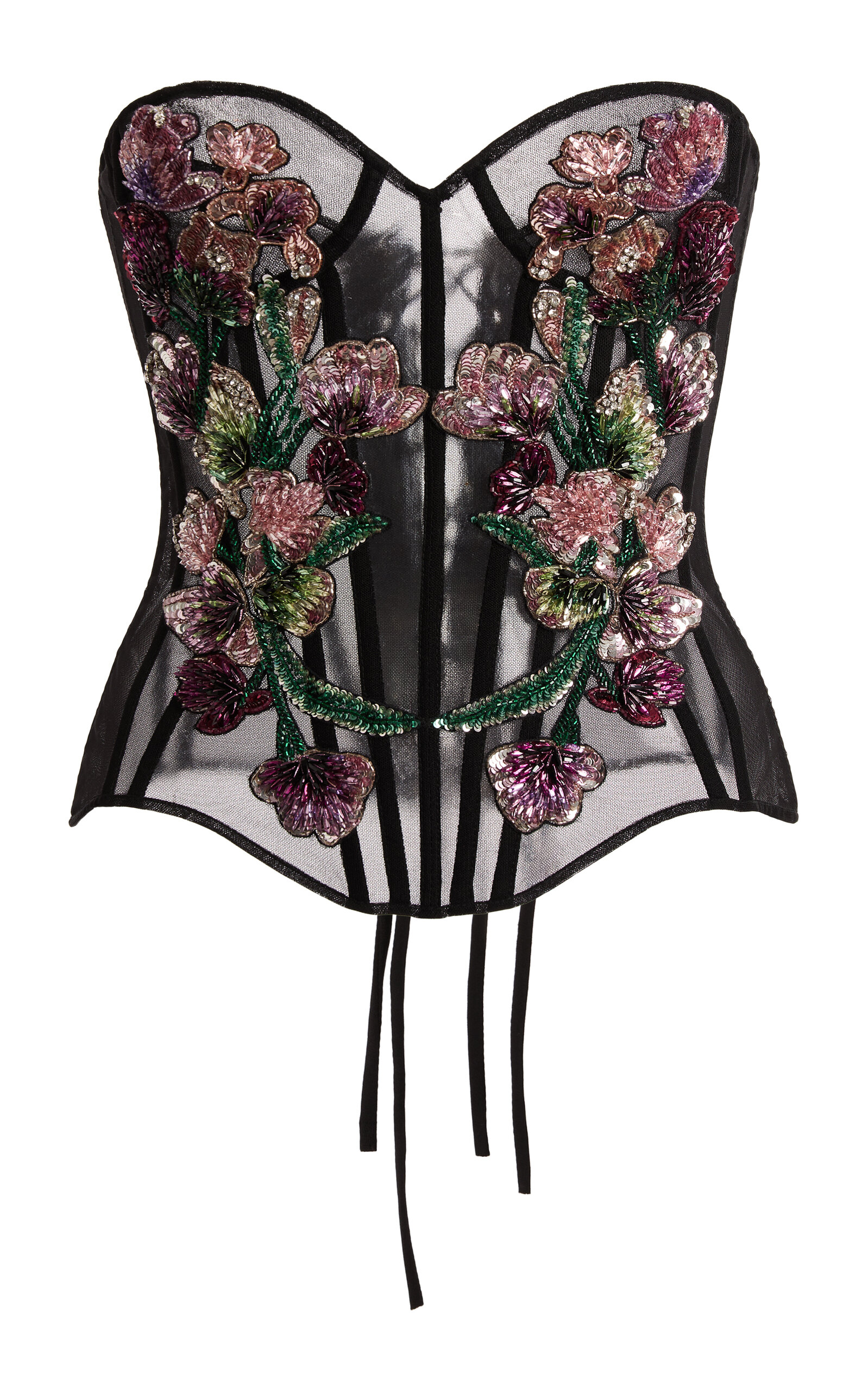 Zuhair Murad - Flower Bouquet Embroidered Corset Top