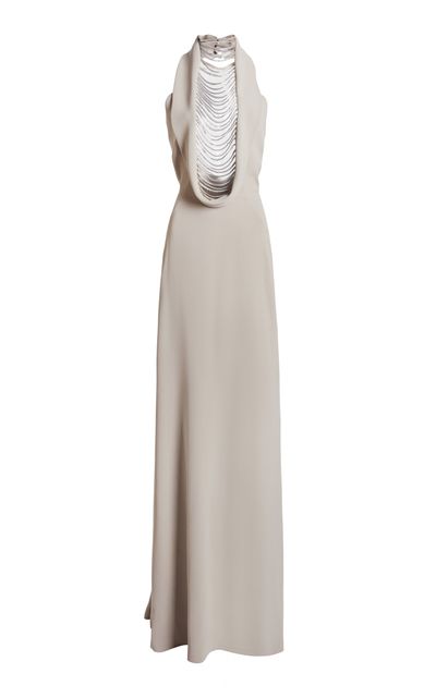 Zuhair Murad Zuhair Murad Heavy Cady Long Dress With Beaded Fringes