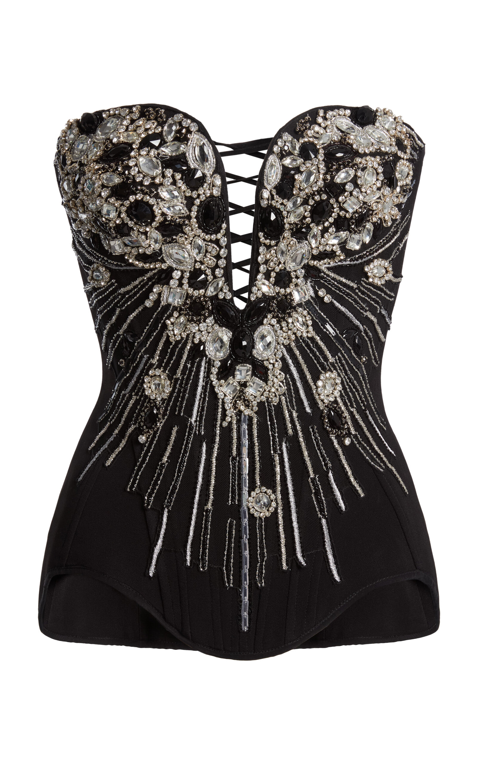 Zuhair Murad Zuhair Murad Heavy Cady Palm Leaf Embroidered Corset Top