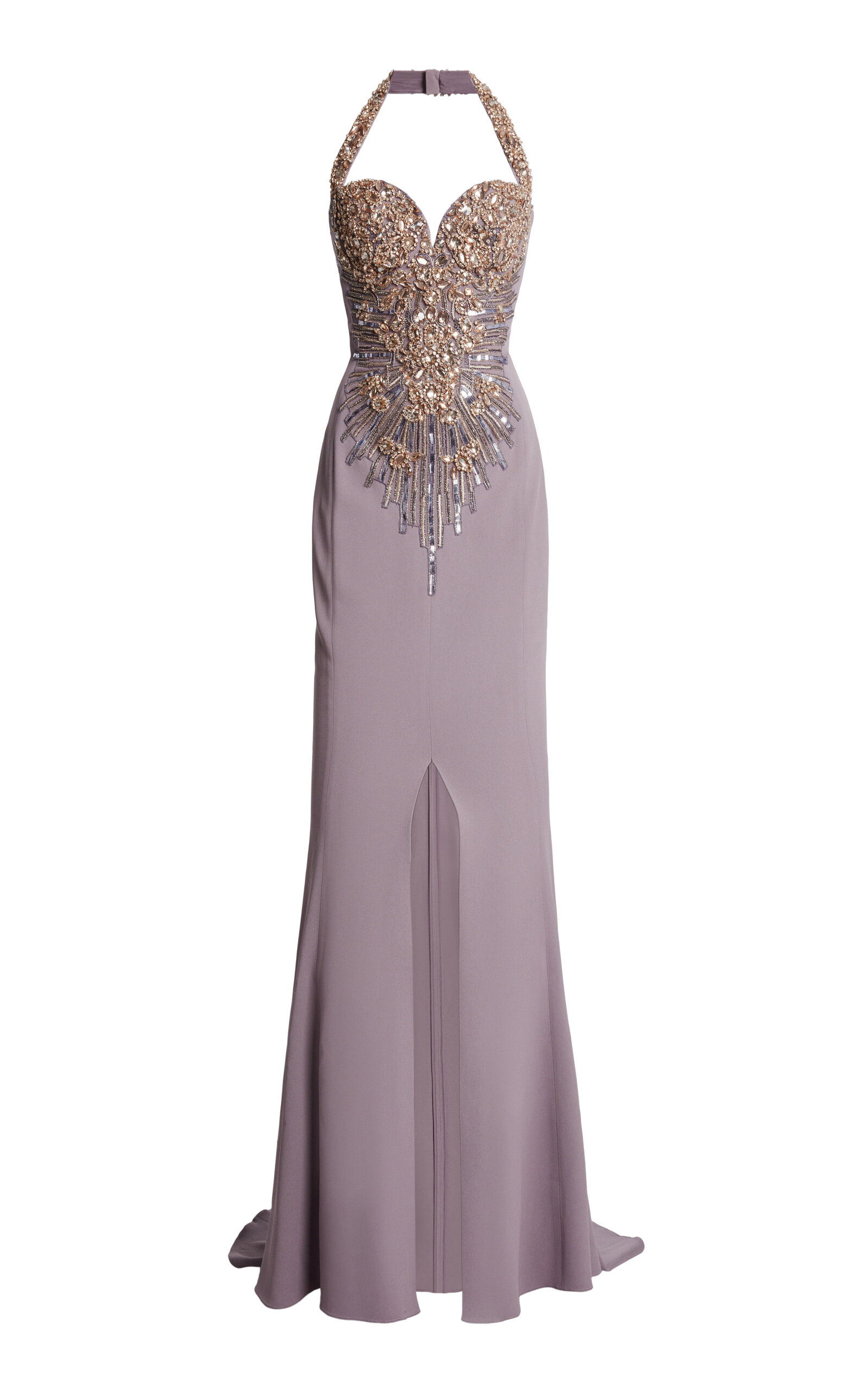Zuhair Murad Zuhair Murad Heavy Cady Palm Leaf Embroidered Long Dress