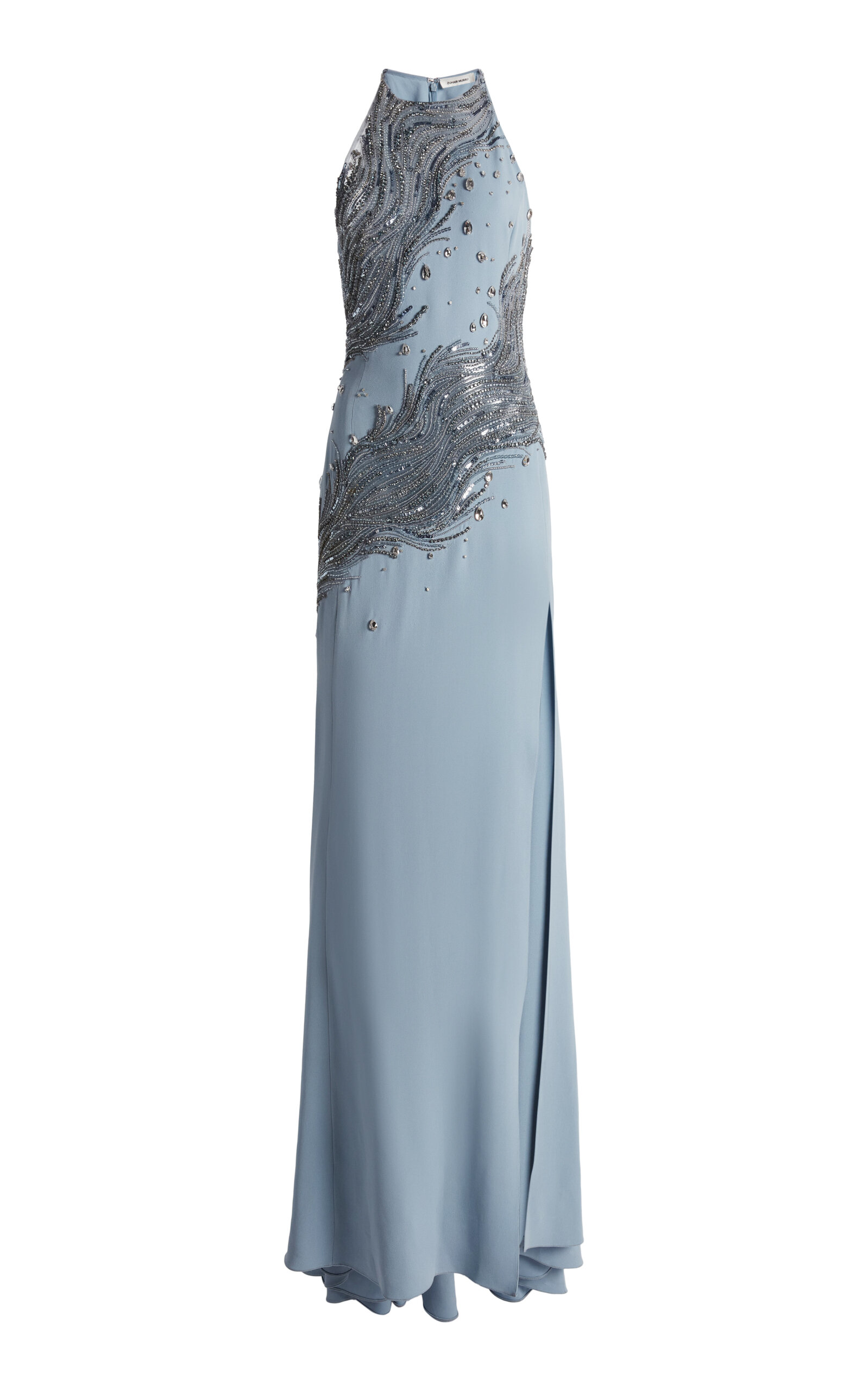 Zuhair Murad Zuhair Murad Heavy Cady Wave Motion Embroidered Long Dress