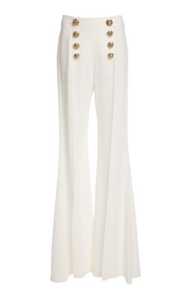 Zuhair Murad Zuhair Murad SilkBlend Light Cady Flared Tailored Pants White FR 38
