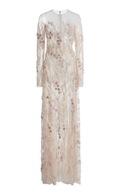 Zuhair Murad Zuhair Murad Tulle Embroidered Long Sleeves Long Dress