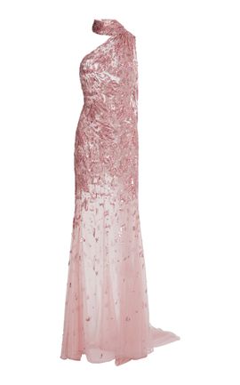 Zuhair Murad Zuhair Murad Tulle Guppy Fish Embroidered ScarfNeck Long Dress