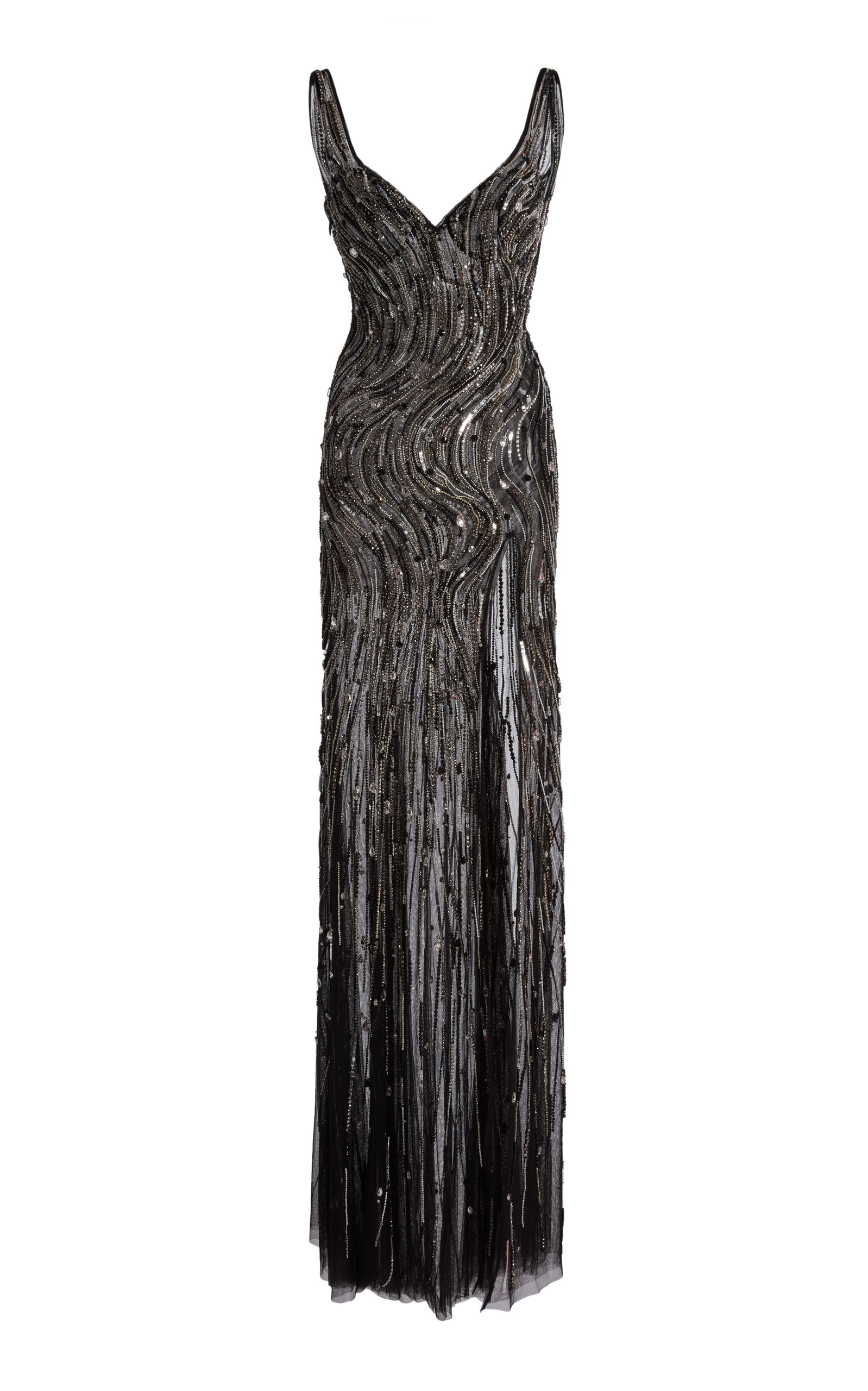 Zuhair Murad Zuhair Murad Tulle Wave Motion Embroidered Long Dress